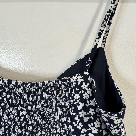 NWT J. Crew Jumpsuit 10 / M Wide Leg Floral Smocked Navy Blue White Sleeveless - Picture 8 of 12